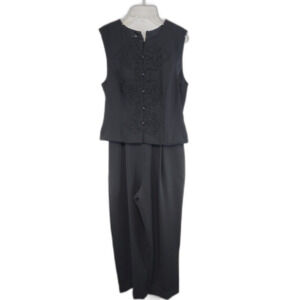 Vintage Donna Morgan Petites Black One Piece Sleeveless JumpSuit Size 8